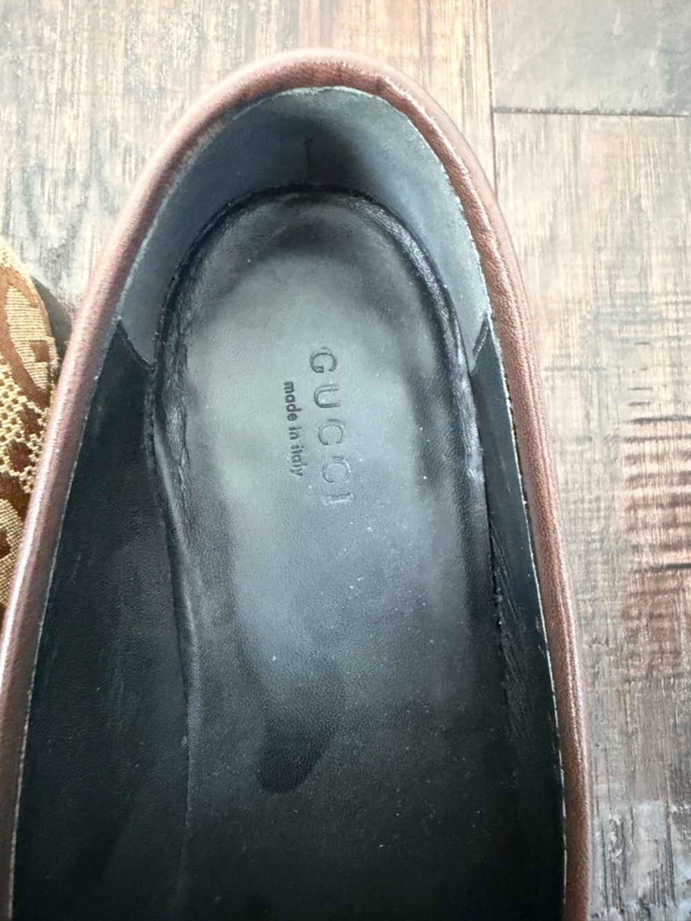 Gucci Beige & Brown GG Canvas Horsebit Loafers - Picture 4 of 5